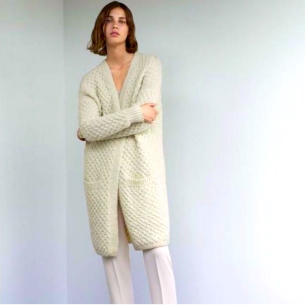 Vince honeycomb yak wool long cardigan sweater